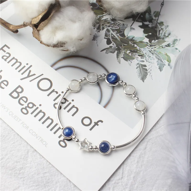 

Margerch Natural Stone Crystal Bracelets For Women Customizable Bracelet Silver 925 Bracelet Sleep Kyanite jewelry