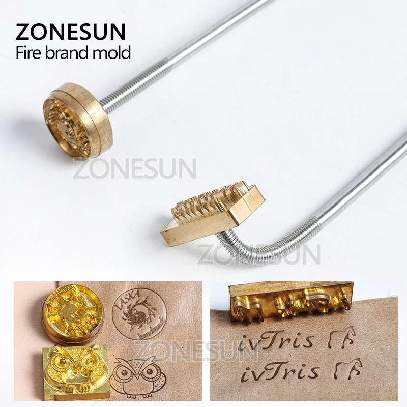 ZONESUN индивидуальный дизайн логотипа брендинг железная ручка сжигание пресс