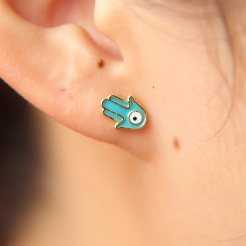 Акция синяя эмаль Хамса ручная Шпилька крошечные милые ювелирные изделия для