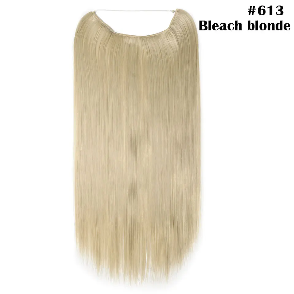 bleach blonde-S Snolilite, 24 дюйма, длинные прямые накладные волосы, невидимая проволока, без зажима, одна штука, Halo hair, синтетические волосы для женщин - Цвет: bleach blonde-S
