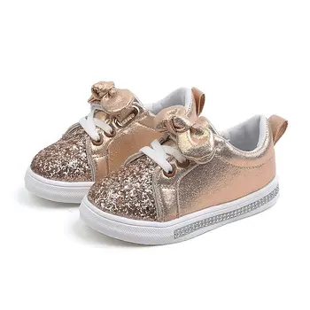 

Baby Girls Casual Anti-Slip Sequins Bowknot Design Shoes Soft Sole Baby Shoes Sneakers Toddler Soft Soled Walking Shoe