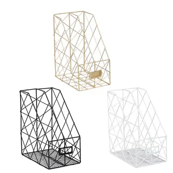 

Double Grids Iron Storage Rack Shelf Desktop Book Magazine Organizer Stand Management Holder