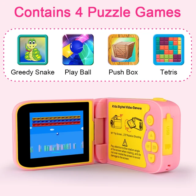 Child Camera Rotatable Digital Photo Camera Kids Camcorder Video Selfie Camera Toys For Children Girls Gift Boys Birthday Gift 2