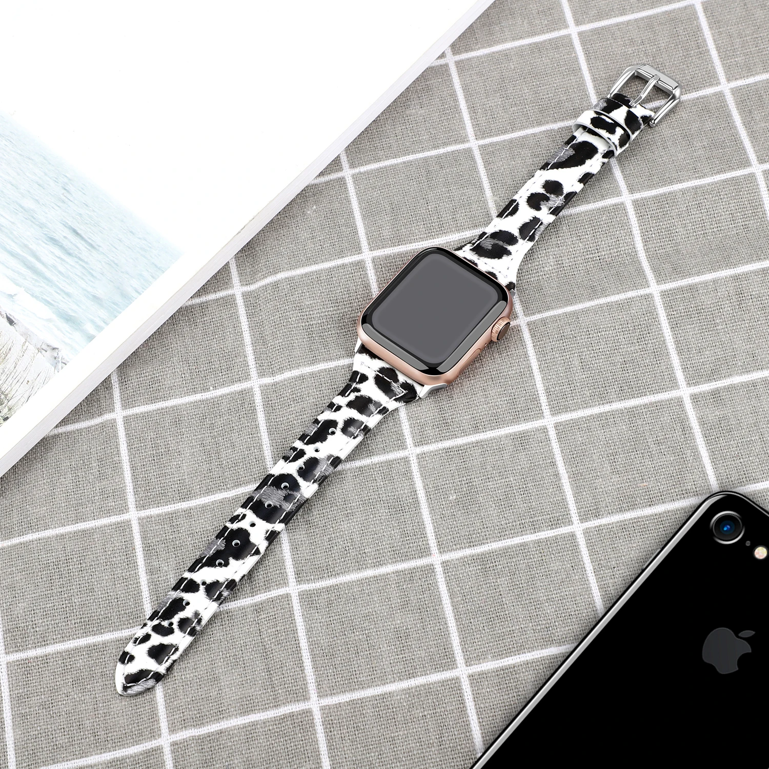 Ремешок для часов Натуральная кожа ремешок для наручных часов Apple Watch 5 4 3 ремешка 44 мм 40 мм браслет, Леопардовый принт браслет 38 мм 42 мм для наручных часов iWatch серии 3/2/1