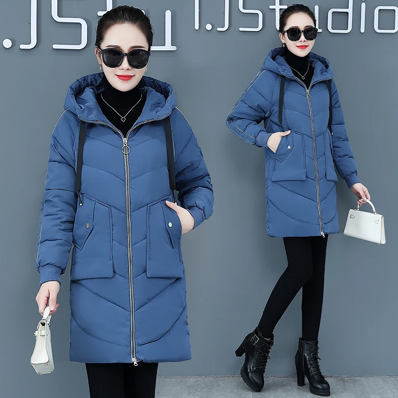 High Quality Winter Jacket Women Parker Thick Down Cotton Jacket Large Size Mid-Long Hooded Outerwear Women Warm Winter Coat