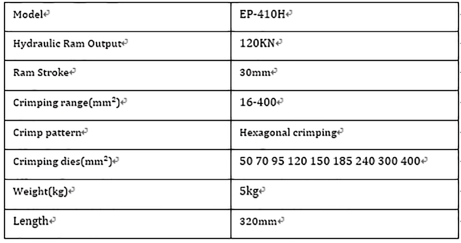 EP-410H Manual Hydraulic Hand Terminal Crimping Tools