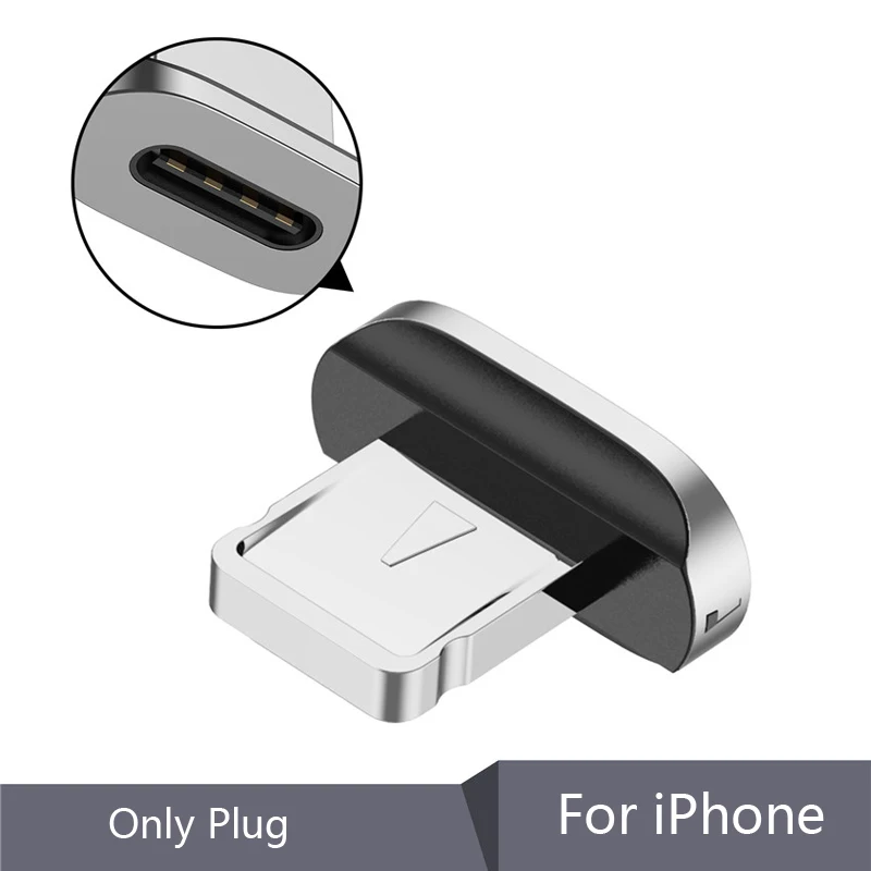 USLION Магнитный кабель Micro USB для iPhone samsung 3A, кабель для быстрой зарядки и передачи данных, Магнитный зарядный кабель usb type C, кабель для телефона Android - Цвет: Only For IOS Plug