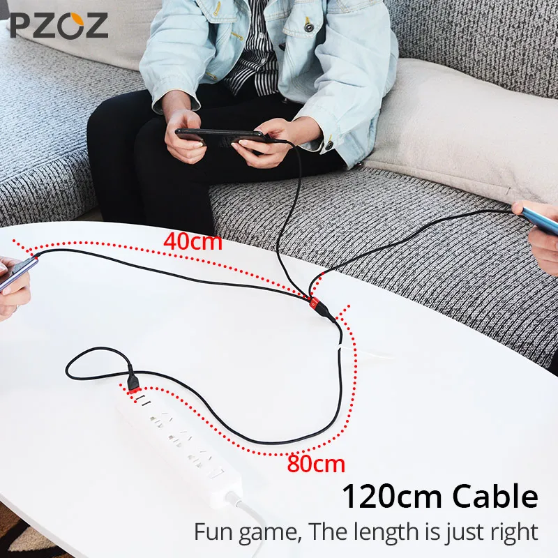 PZOZ 3 в 1 USB кабель для iphone Xiaomi Sunung Micro usb type C кабель для зарядного устройства type-c кабель для быстрой зарядки кабель для зарядного устройства
