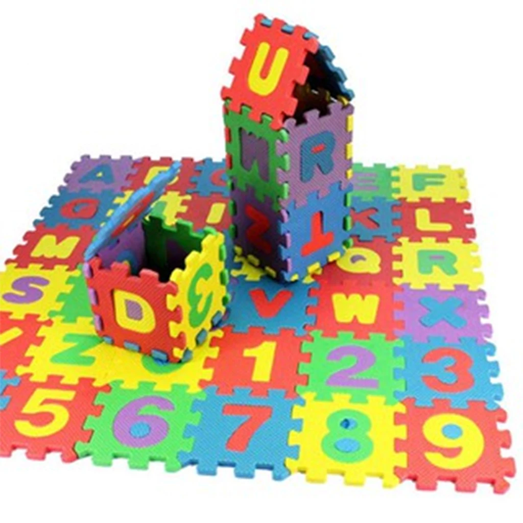 36 Pcs Alphabets and Numbers EVA Square Foam Puzzle Crawling Play Mat for Baby