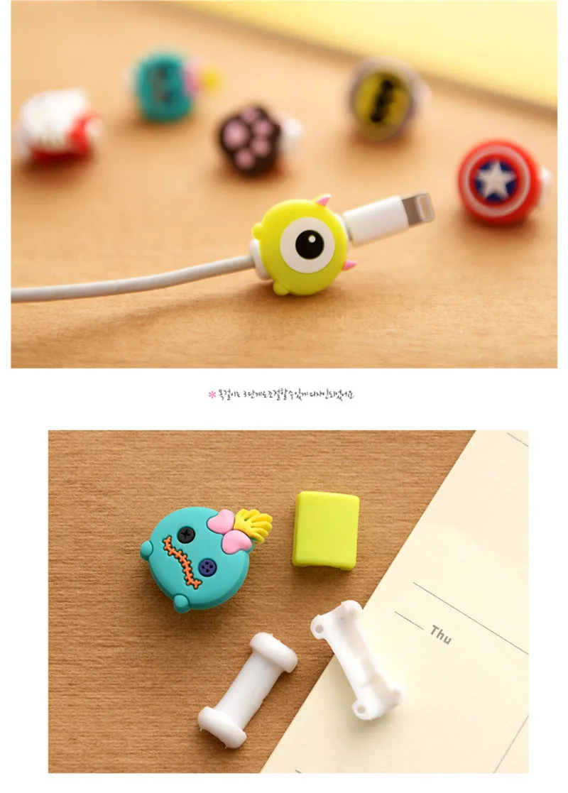 universal phone honder Cute Cartoon Charger Cable Protector De Cabo USB Cable Winder Cover Case For IPhone 6s 7 7 8 plus