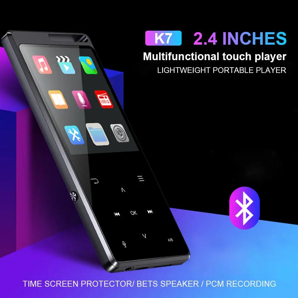 MP3-плеер Bluetooth Внешний сенсорный экран музыкальный плеер с экраном 2,4 дюйма и емкостью аккумулятора 800 мАч