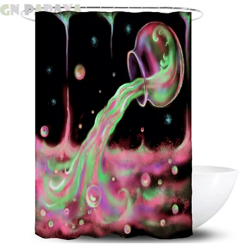 

Magic bottle Psychedelic Bath Curtains Waterproof Polyester Fabric pink seabed Shower Curtains Screen with Hooks Accessories