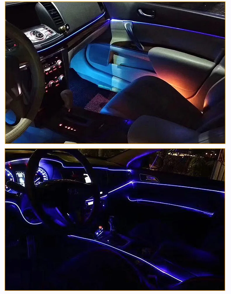 

Car Interior Lighting LED Strip Decoration Garland Wire Rope Tube Line flexible Neon Light With Cigarette Drive