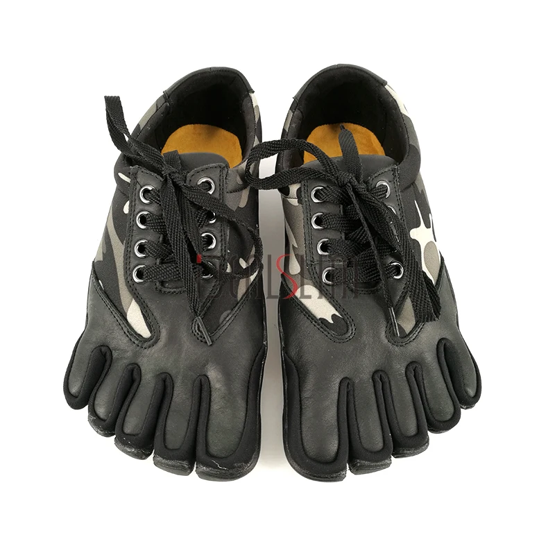 Camouflage Grey IDEALSLIM/Мужская обувь с 5 пальцами; кожаная обувь с 5 пальцами; Уличная обувь с нескользящей подошвой; походные треккинговые кроссовки; мужская обувь - Цвет: Camouflage Grey