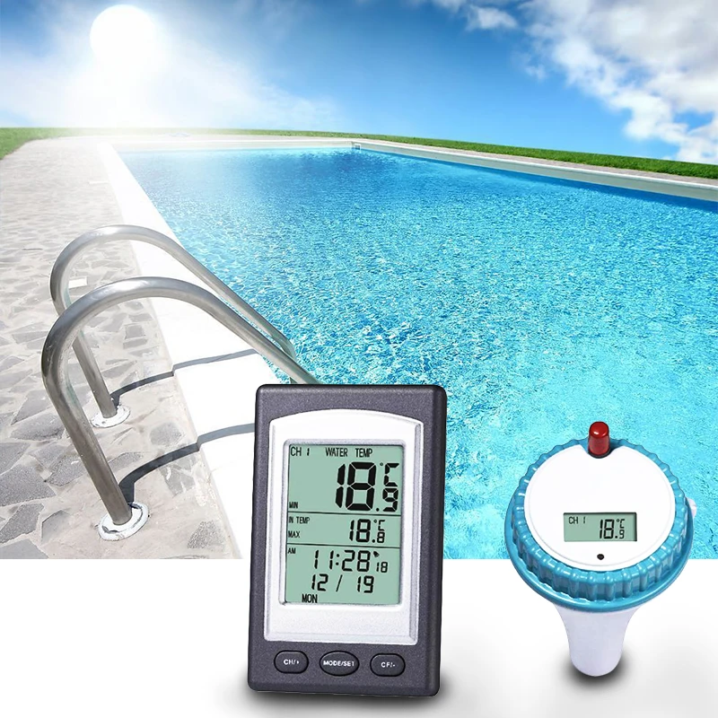 

Junejour Floating Water Thermometer Wireless Pool or Spa Thermometer with Backlight Display 1Pcs