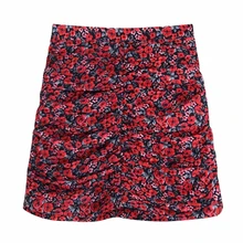 Flabbit, женская мода, цветочный принт, плиссированная мини юбка, faldas mujer, женская, боковая молния, vestidos, шикарные, повседневные, тонкие юбки, QUN051