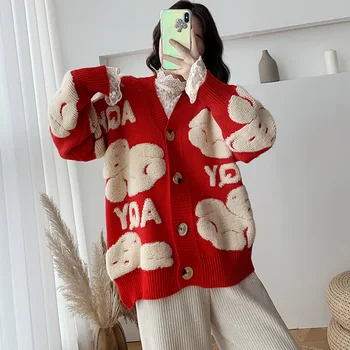 

Sweater For Women 2020 Cardigan Casual Simple Japanese Korean All Match V-neck Long Sleeve Fall Winter Outwear Coat Personal