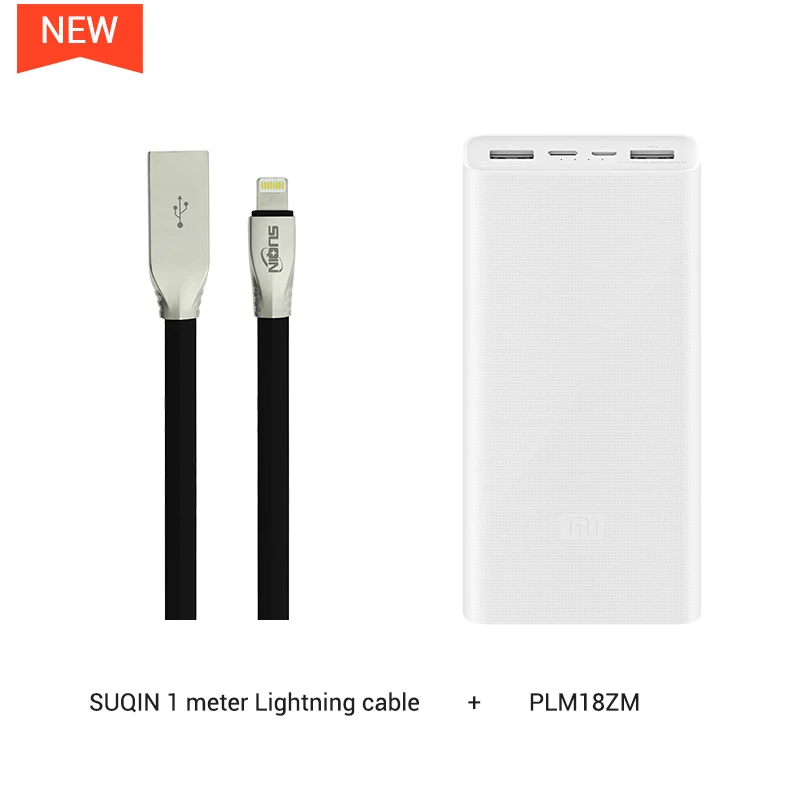 Xiaomi power Bank 3 PLM18ZM 20000 мАч 18 Вт Двусторонняя Быстрая зарядка тип-c микро Входное зарядное устройство для iPhone 11 Pro XR X для samsung - Цвет: w Lightning Cable