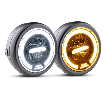 

6.5 Inch Vintage Motorcycle Amber White Light High Low Beam LED Head Lamp DC12V Scooter ATV For Suzuku Kawasaki 883 Parts