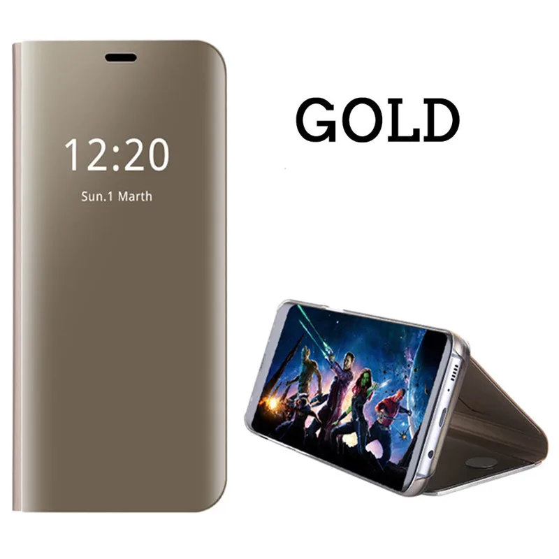 Умный зеркальный чехол для телефона для samsung Galaxy S9 S8 плюс S9 S7 A6 A8 плюс Note 8 9 A10 A20 A30 A40 A50 A70 M10 M20 M30 крышка - Цвет: Gold