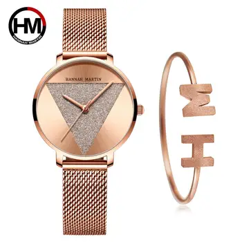

RELOGIO FEMININO HIGH QUALITY 1 SET BRACELET & JAPAN QUARTZ WATERPROOF YOUNG LADY WATCH STAINLESS STEEL MESH BAND WOMEN WATCHES