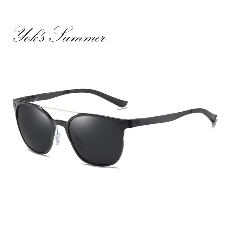 C1 Black Black YOK'S круглые поляризованные солнцезащитные очки 20 г алюминиево-магниевая оправа весенние ноги антибликовое красочное покрытие пленки очки для вождения HN1363 - Цвет линз: C1 Black Black