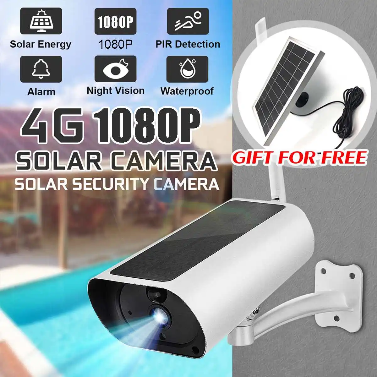 

4G/WiFi Wireless Solar IP Camera Security Surveillance Outdoor Night Vision Motion Detection Solar Panels Waterproof Camera