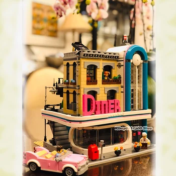 

15037 Street Building Series The 10260 MOC Downtown Diner Assembly Building Block Bricks Children Christmas Gifts Kids Toys