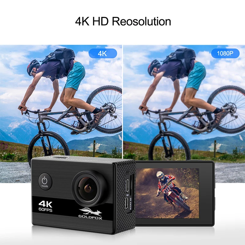 24MP Wifi Action Camera Ultra HD 4K 60fps 2.0'' IPS Screen Sport Camera Go Waterproof Pro Sports DV