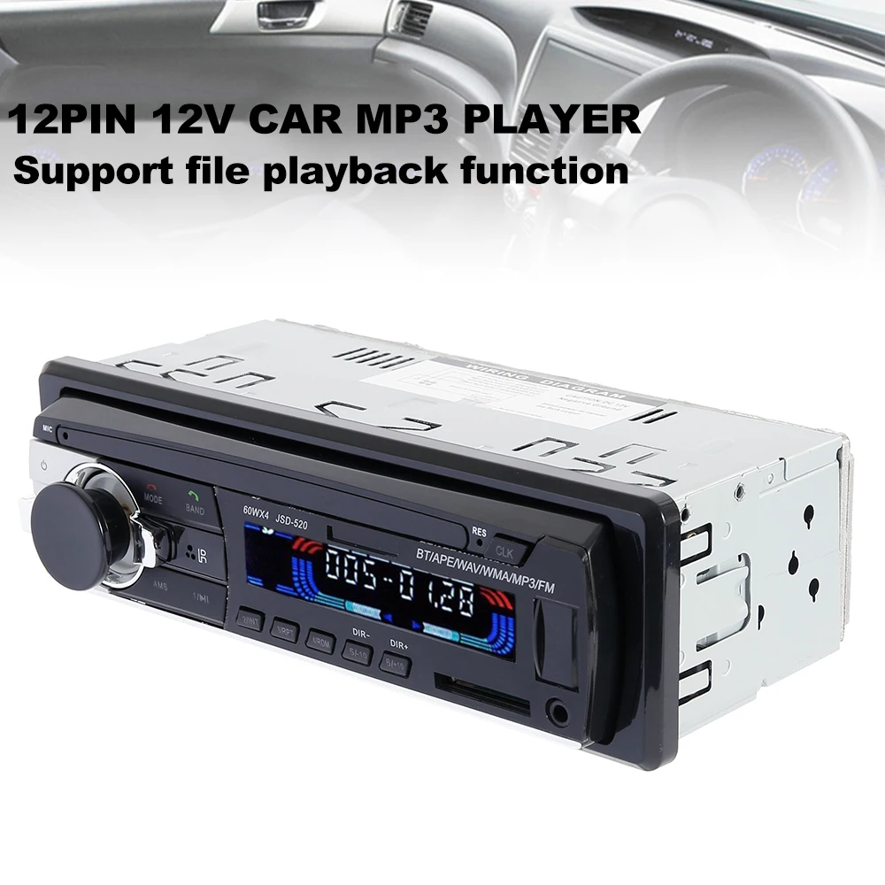 12 В Bluetooth автомагнитолы Авто Стерео FM Aux-IN входной приемник SD USB JSD-520 In-dash 1 din пульт дистанционного управления MP3 мультимедийный плеер