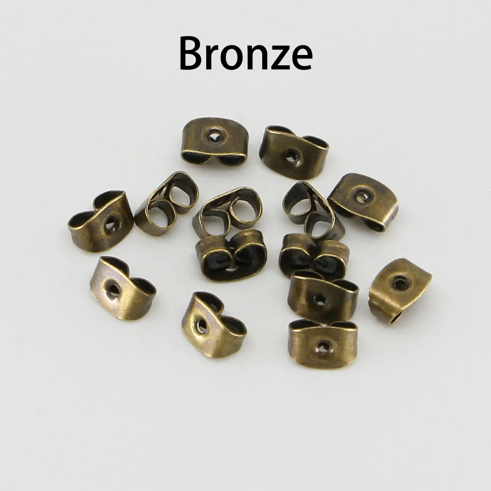 Antique Bronze 200 шт./лот, серьги-гвоздики, заглушки, свитки, ушной столб, бабочка для самостоятельного изготовления ювелирных изделий, закрытые колпачки, серьги, задние фиксаторы - Цвет: Antique Bronze