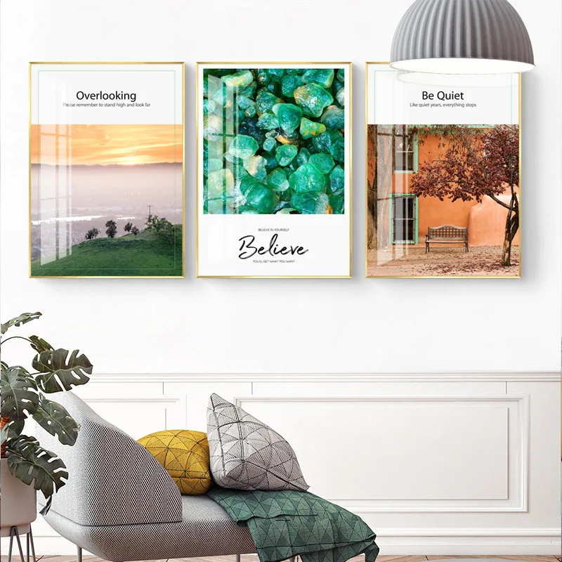 

Scandinavian Style Poster Sea Beach Decorative Picture yellow Flower scenery Wall Art for Living Room Nordic Decoration Home