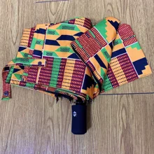 Африканский Зонтик для женщин Анкара зонтики с рисунком Ветрозащитный УФ автоматический Солнечный зонт с черным покрытием для бизнеса Paraguas