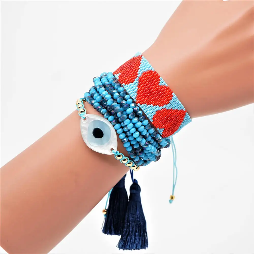 Go2boho турецкий браслет evil eye Boho шикарные ювелирные изделия Pulsera Mujer Delica MIYUKI браслет кристалл для женщин кисточкой ручной работы
