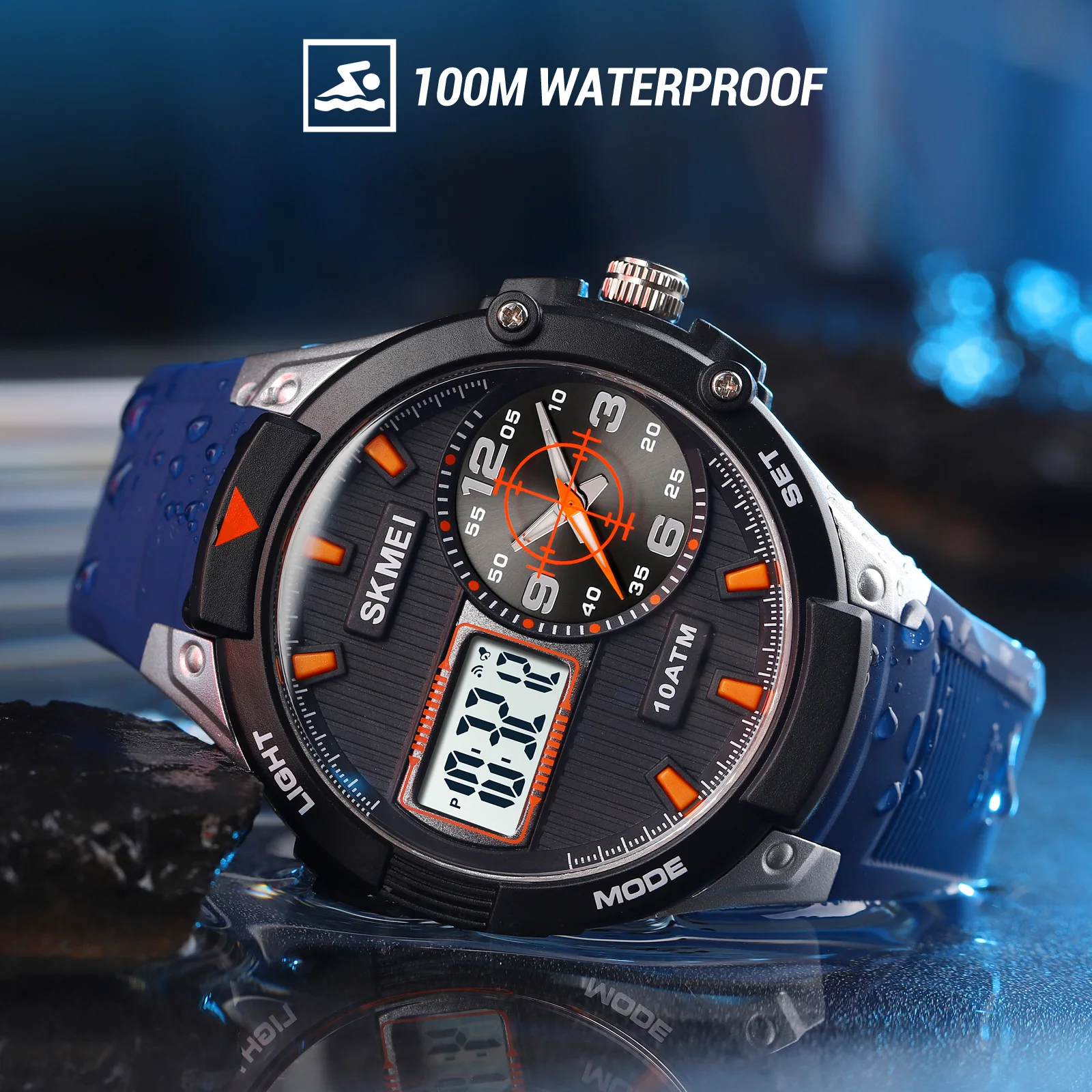 100m Waterproof Swim Sports Watches SKMEI Brand Military Men Wristwatches 3 Time Stopwatch Alarm Digital Clock Relogio Masculino qm vintage pilot watch us american 113a aviation military special forces 100m unisex swimming sprot flight time clock 8023ab
