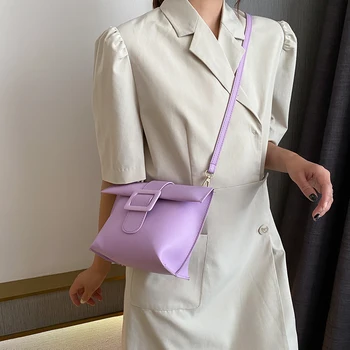 

Fashion Shoulder Bag Women Classic Texture Creative Design Chic PU Leather Simple Belt Buckle Daily Messenger Pouch