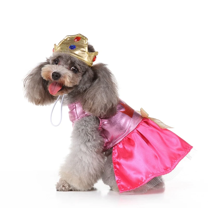 Pet Halloween Cosplay Costume Funny Cartoon Princess Dress And Hat Set For Small And Medium Dogs Pd