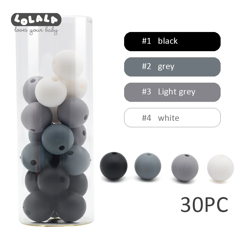 12mm 30pc Silicone Beads Food Grade Silicone Baby Teething Products Chews Pacifier Chain Clips Beads Baby Teethers