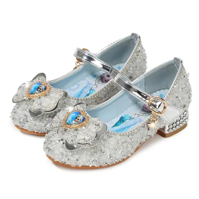 Children Princess Leather Shoes New girls high heels sequin children's shoes small and medium girls princess shoes student shoes