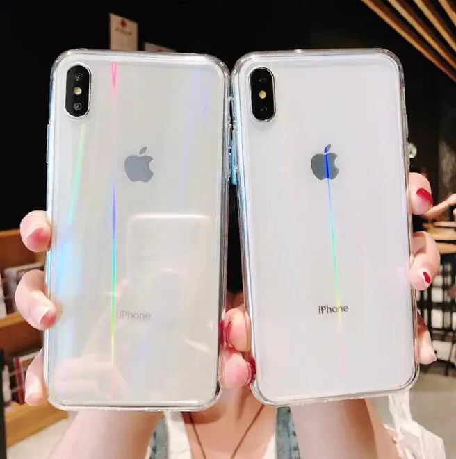 

Adsorption Phone Case for iPhone X XS MAX XR 8 7 Plus Laser Aurora Pattern Magnet Gradient Glass Phone Cover Shell