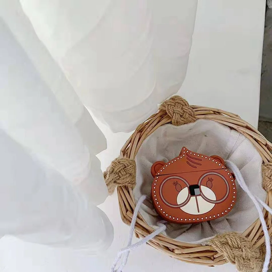 Для AirPods чехол 3D японский корейский Пара моделей глаза медведь чехол для Airpods 2/i10/i11 TWS Защитная крышка с крючок карабина