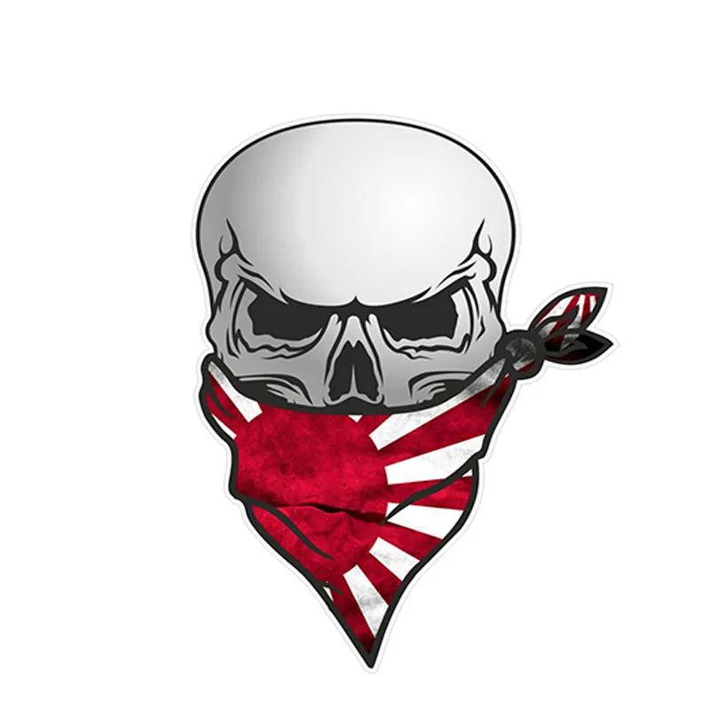 

GOTHIC BIKER Pirate SKULL With Face Bandana & JDM Style Japanese Rising Sun Flag Motif External Vinyl Car Sticker