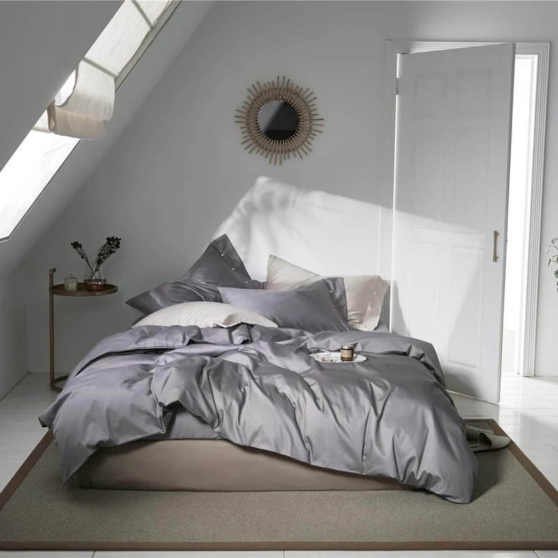 Твердые Цвет 500TC египетские хлопковые простыни пододеяльник близнец набор