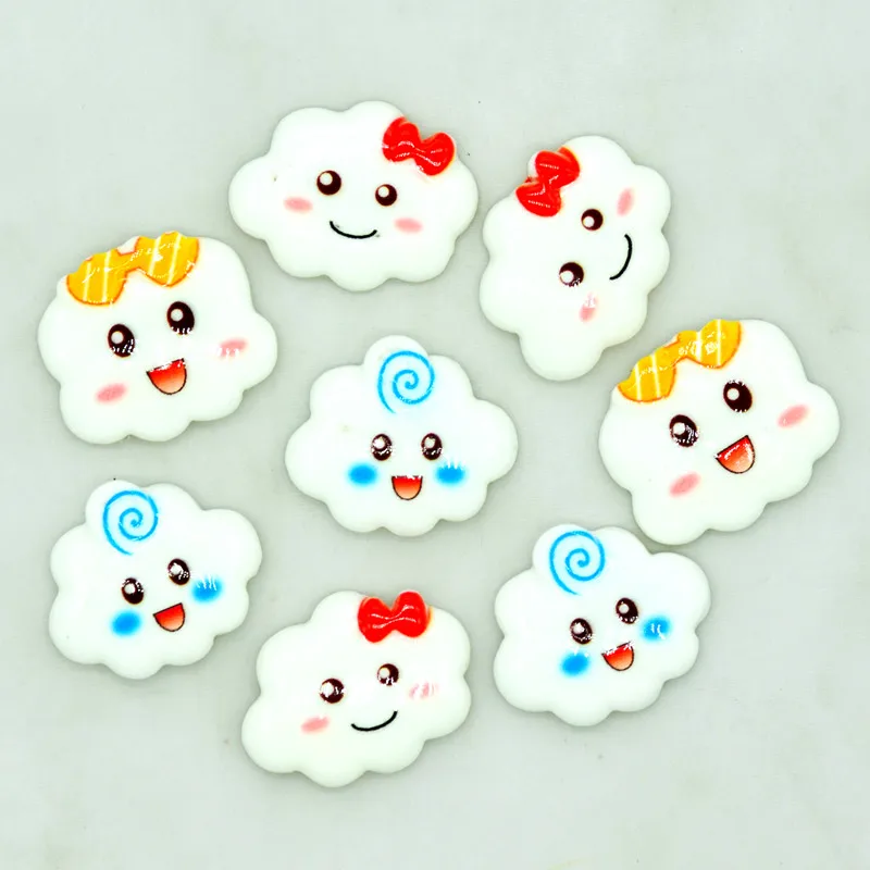 10 шт. 17X23 мм с красными бантами Kawaii фигурки из смолы Детские облачные украшения для скрапбукинга DIY Baby Shower Crafting Materials