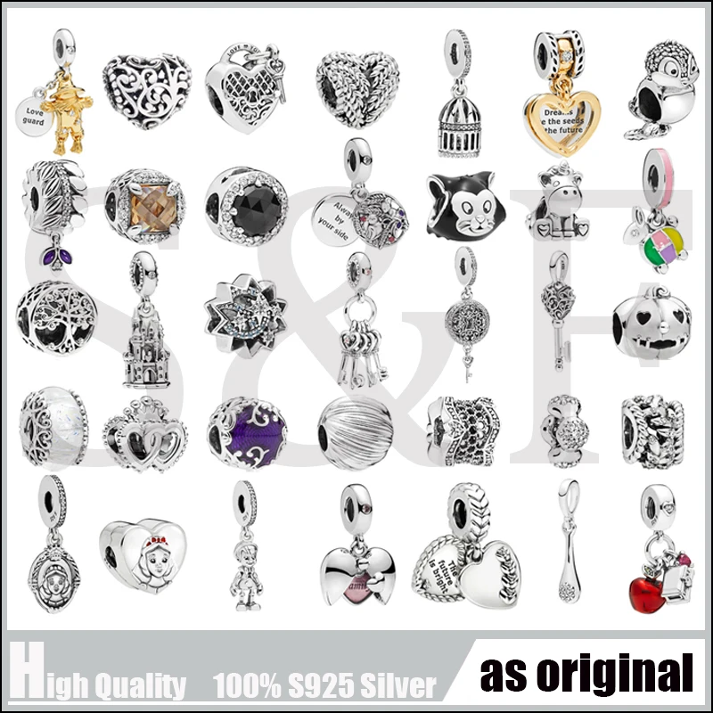 

2018 Autumn 925 Sterling Silver Snow White Apple Heart Dangle Charm key Fit Original Bracelet DIY Jewelry Necklace Gift