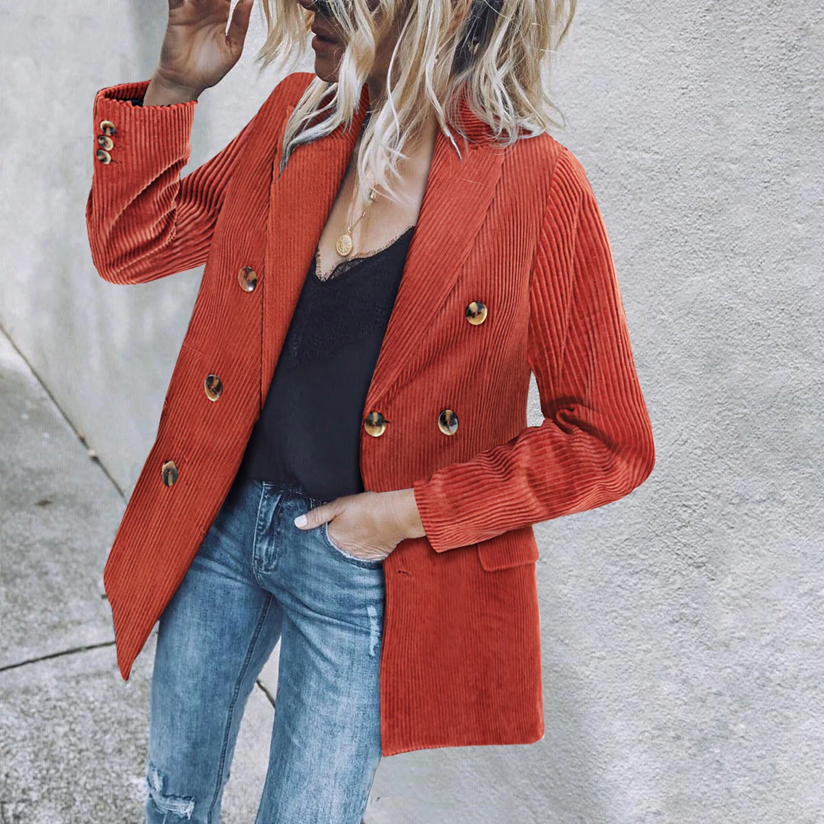Hirigin женские куртки теплые зима осень Кнопка Slim Fit Пальто Повседневное OL Работа с длинным рукавом ребристая одежда Femmle Горячая одежда