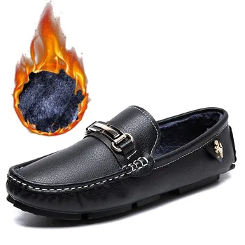 

AGSan Winter Men Shoes Luxury Brand Loafers Plush Warm Moccasins Driving Shoes Big Size 38-48 Slip On Shoes Fashion Loafers Mens