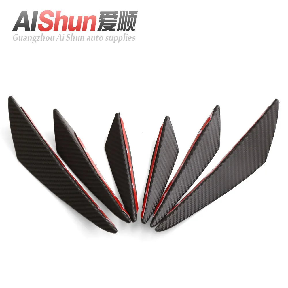 

6 Pieces Car Universal Modified Spoiler Carbon Fiber Pattern Crescent Air Knife Universal Modified Front Bumper Spoiler