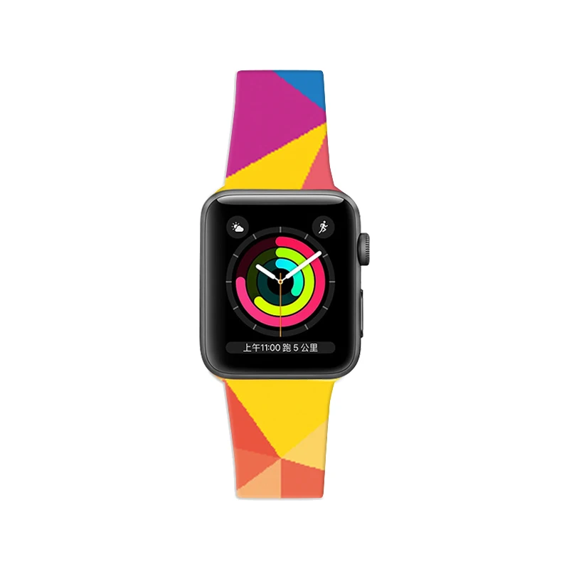 Дизайн, силиконовый спортивный ремешок для часов 42 мм, 38 мм, для Apple Watch, серия 3, цветной геометрический ремешок, браслет для Iphone 4