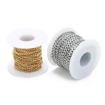 

Fostfo 10yards/Roll 3/3.8/4.5mm Stainless Steel Cross Link Chains Bulk Gold Necklace Cable Chain Bulk For DIY Jewelry Materials